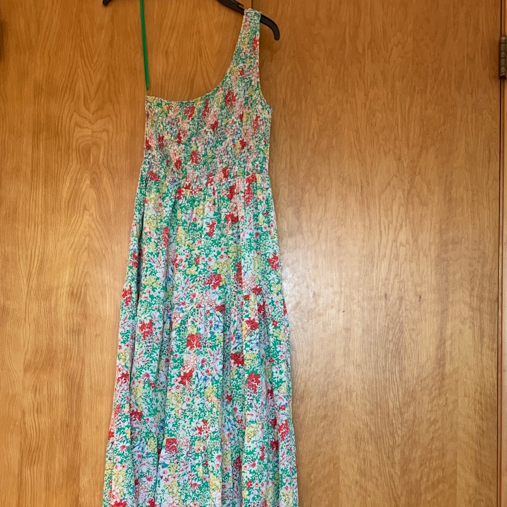 Floral OneShoulder Maxi Dress w/ tiered boho Prairie Skirt sz S by mittoshop